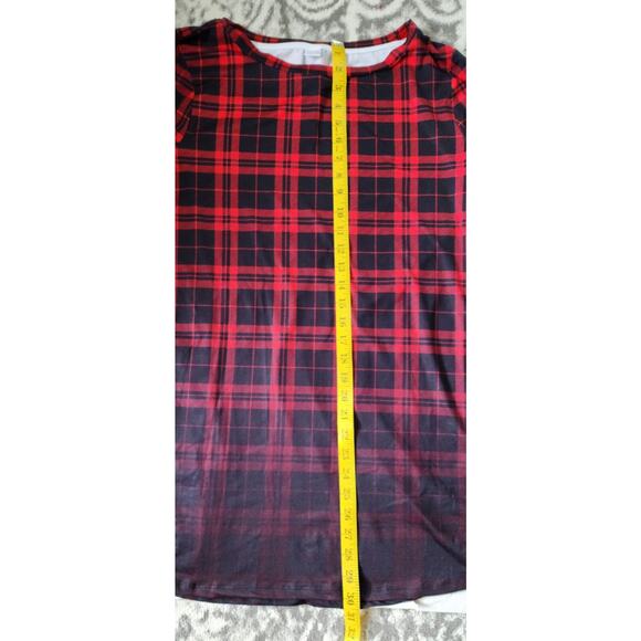 Red and Black Plaid Ombre Stretchy Long Sleeve Nightgown Size Large - Picture 4 of 7